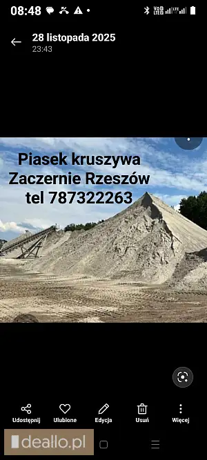 Piasek płukany ostry rzeczny Rzeszów tel 787322263 - RZESZOWIAK.EU