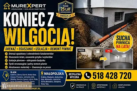 Osuszanie budynków, izolacja fundamentów, iniekcja krystaliczna, podcinanie ścian Małopolska/ Śląsk - Zdjęcie 4 - RZESZOWIAK.EU
