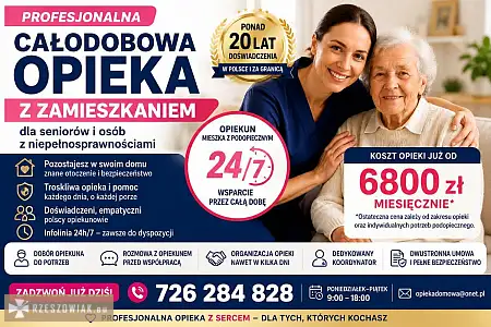 Profesjonalna opieka z zamieszkaniem całodobowa - opiekun mieszka z podopiecznym - RZESZOWIAK.EU