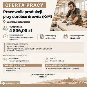 [ePraca] Pracownik produkcji przy obróbce drewna (K/M) - RZESZOWIAK.EU