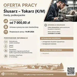 [ePraca] Ślusarz - Tokarz (K/M) - RZESZOWIAK.EU