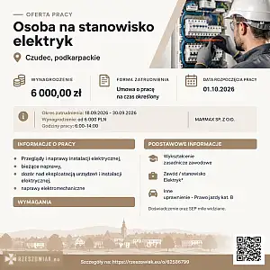 [ePraca] Osoba na stanowisko elektryk - RZESZOWIAK.EU