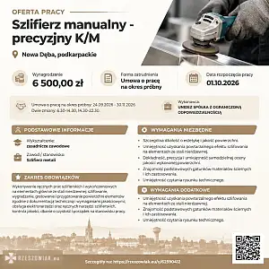 [ePraca] Szlifierz manualny - precyzjny K/M - RZESZOWIAK.EU